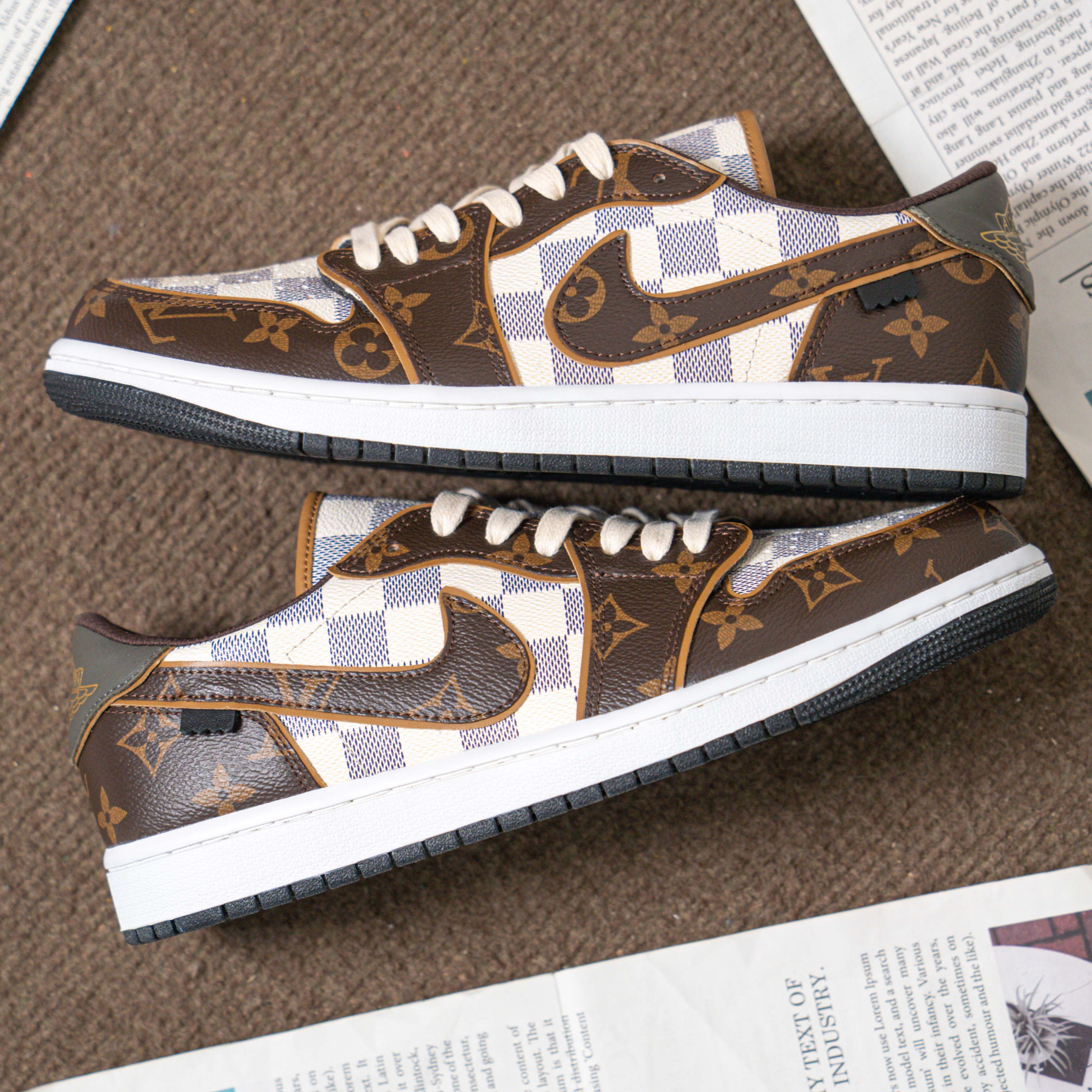 【定制球鞋】Nike-AJ1 Low-老印花棋盘反转4.0-AJ时尚百搭