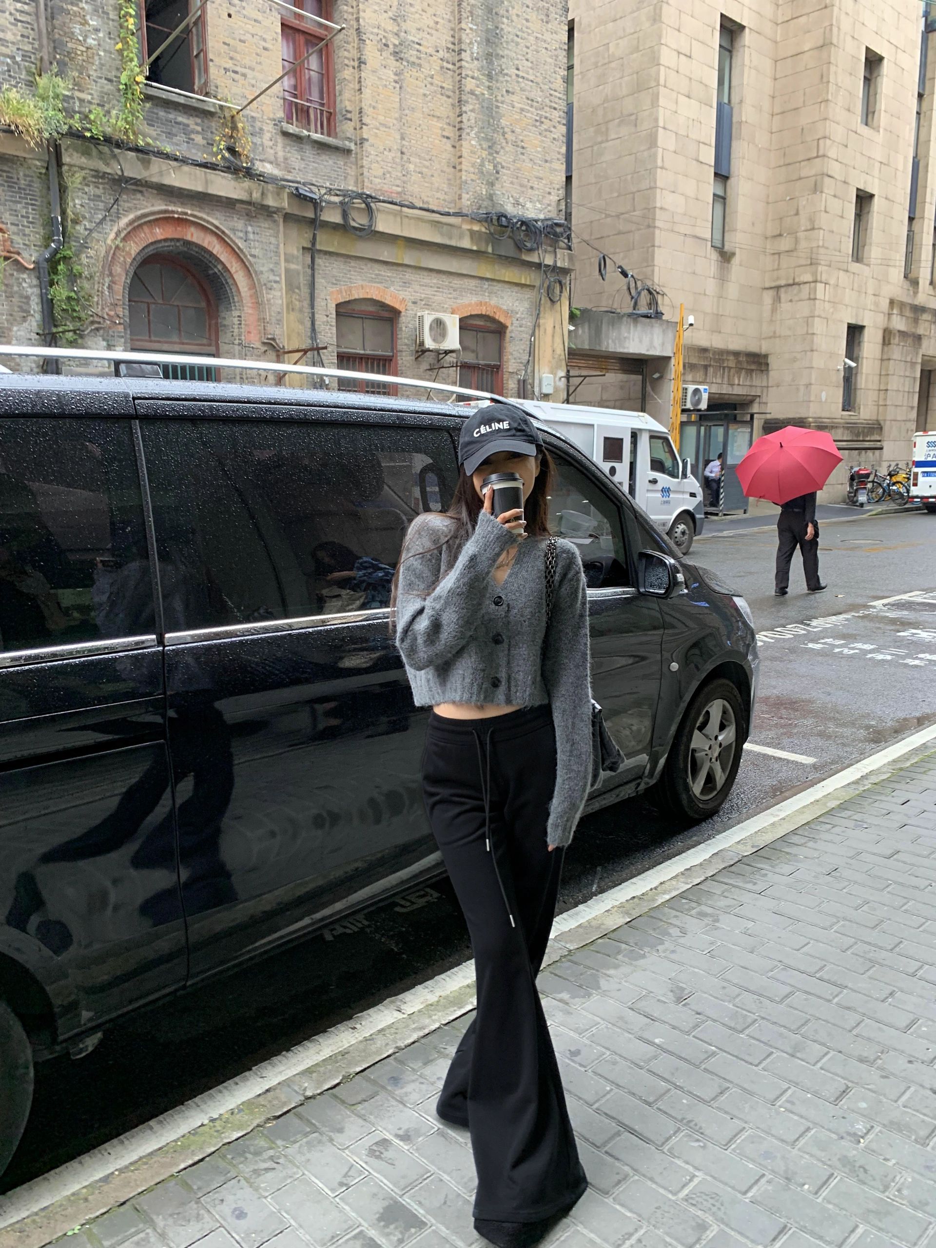 秋冬新款高级感法式慵懒御姐风气质针织上衣微喇叭拖地裤两件套装