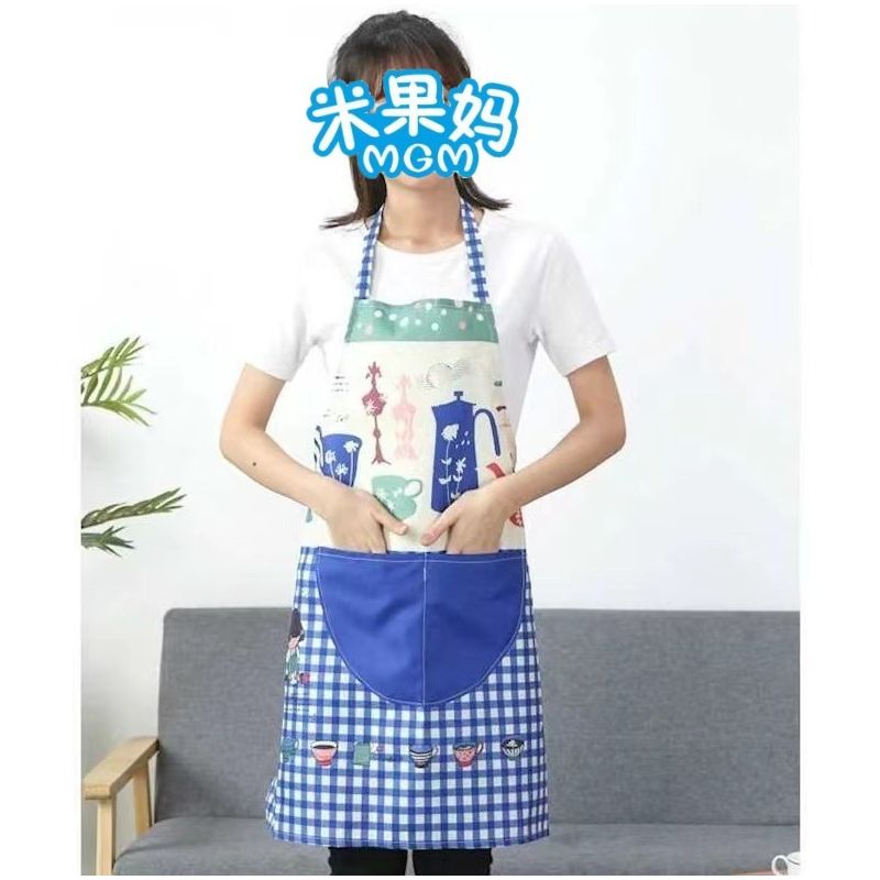 果妈宠粉浮力2024成人新款可爱简约围裙套袖两件套D0173