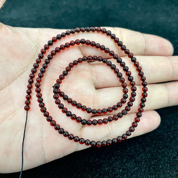 【小帅珠宝】血珀小米珠3mm+DIY配珠项链三圈E31