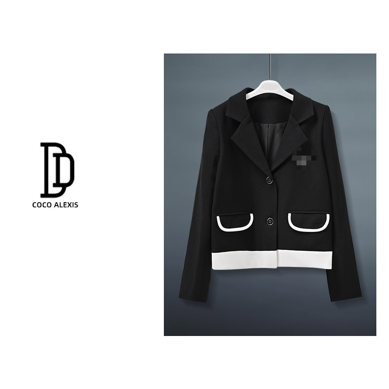 【现货发】AA79911#2023秋季新款黑色韩版小个子气质外套女