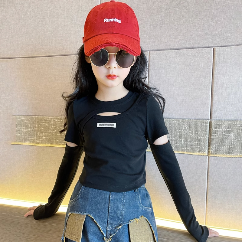 女童打底衫春秋2023新款洋气儿童秋装中大童女孩时髦修身长袖T恤