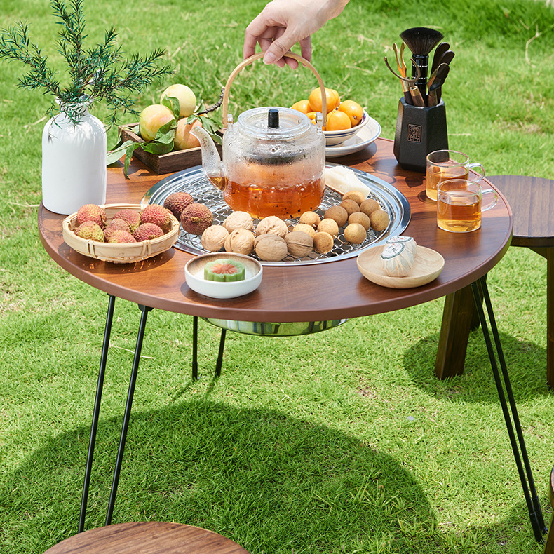 户外加厚煮茶折叠便携式桌子庭院室外家用烤火盆碳炉烧烤炉烤肉桌