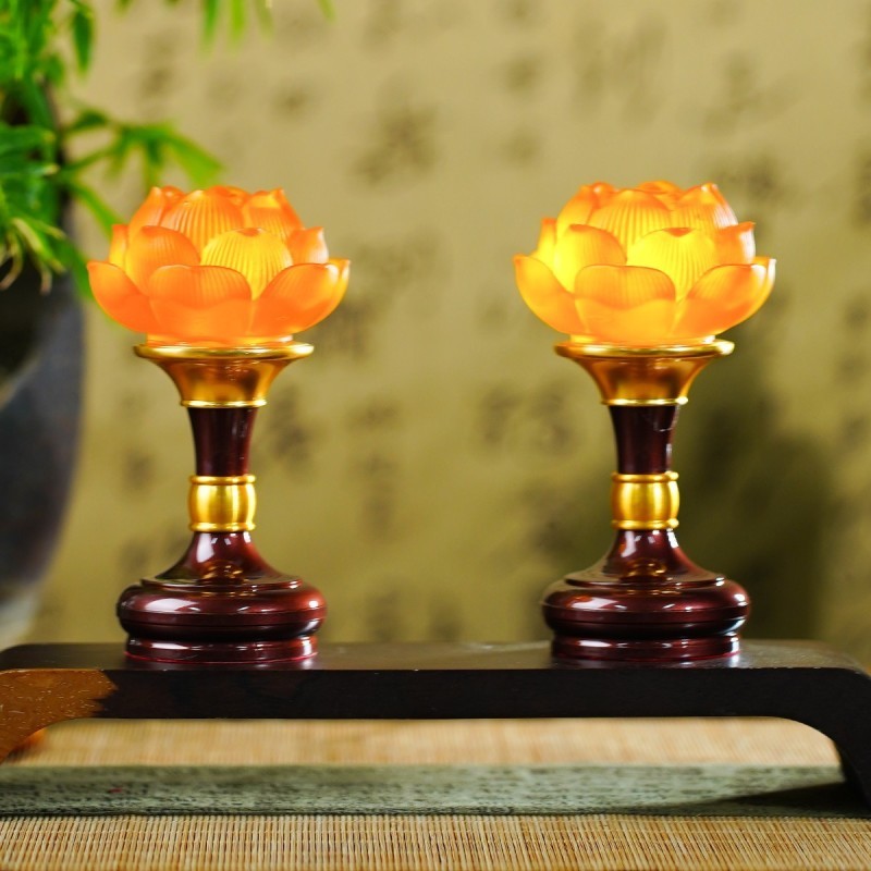 家用合金莲花台灯摆件居家家用卧室内台灯