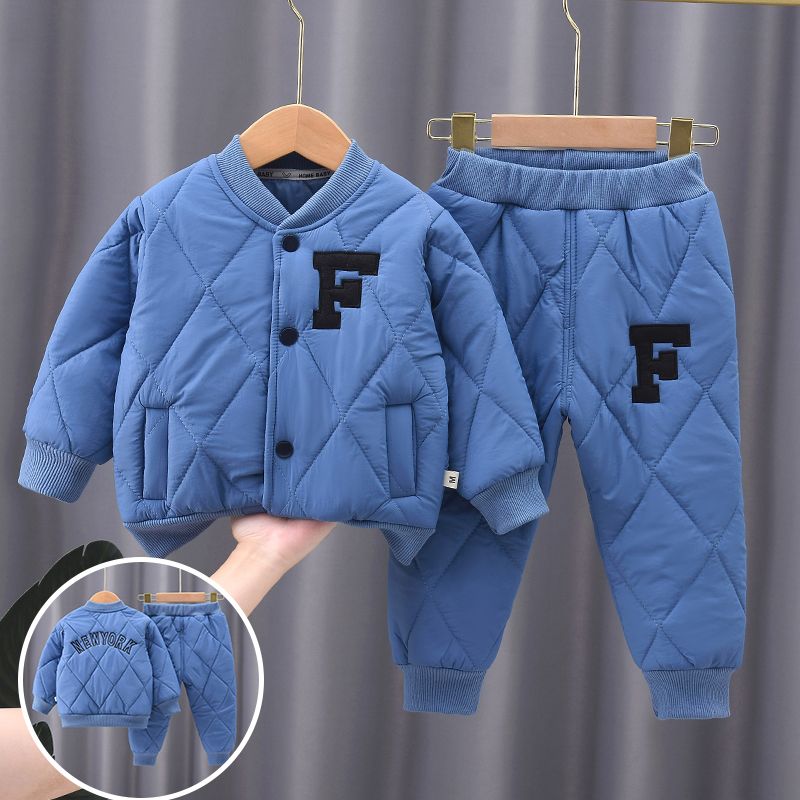男童秋冬棉衣套装洋气韩版宝宝冬装轻薄棉服两件套睡衣小童