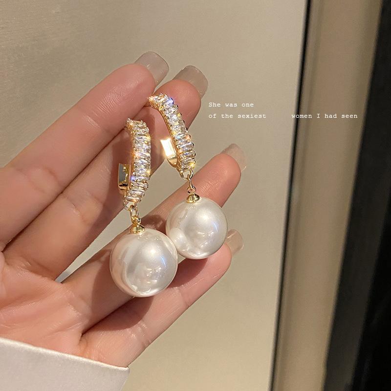 【香奈奢品】气质提升~水晶仿珍珠耳环潮气质高级感耳饰女耳钉