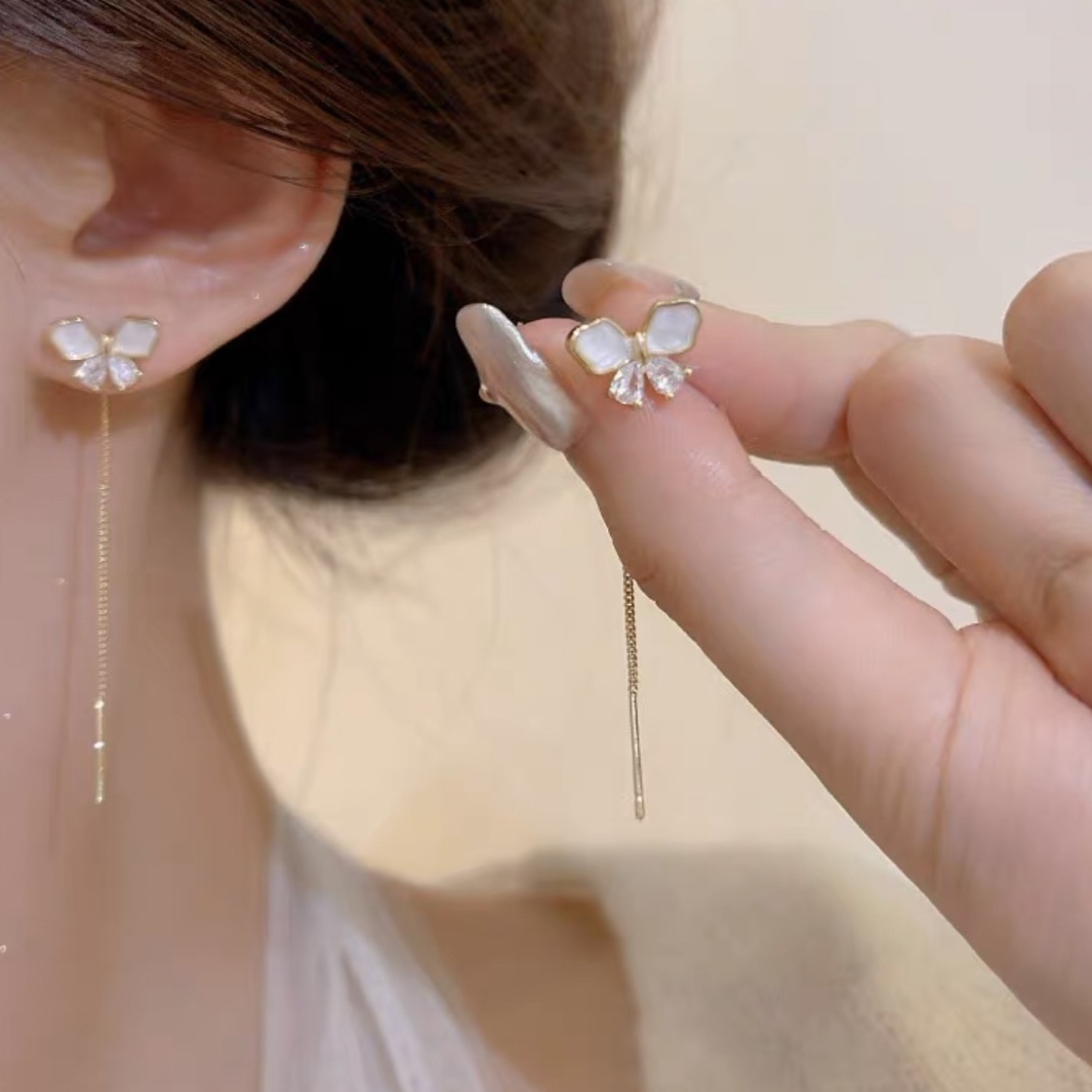 铜合金耳饰 滴油蝴蝶耳线小众设计感气质网红女高级感耳钉耳饰