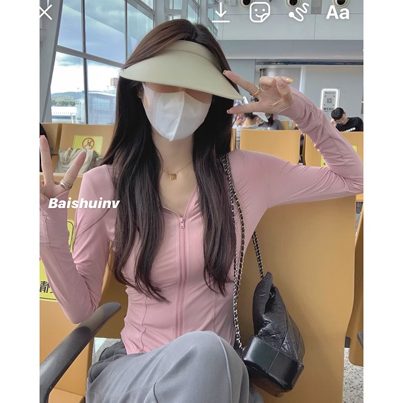 【UPF50+】夏季辣妹穿搭防晒薄透气防紫外线修身显瘦短款防晒衣