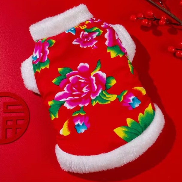 猫咪春冬东北大花棉袄布偶猫英短拜年宠物新年喜庆洋气加绒小背心