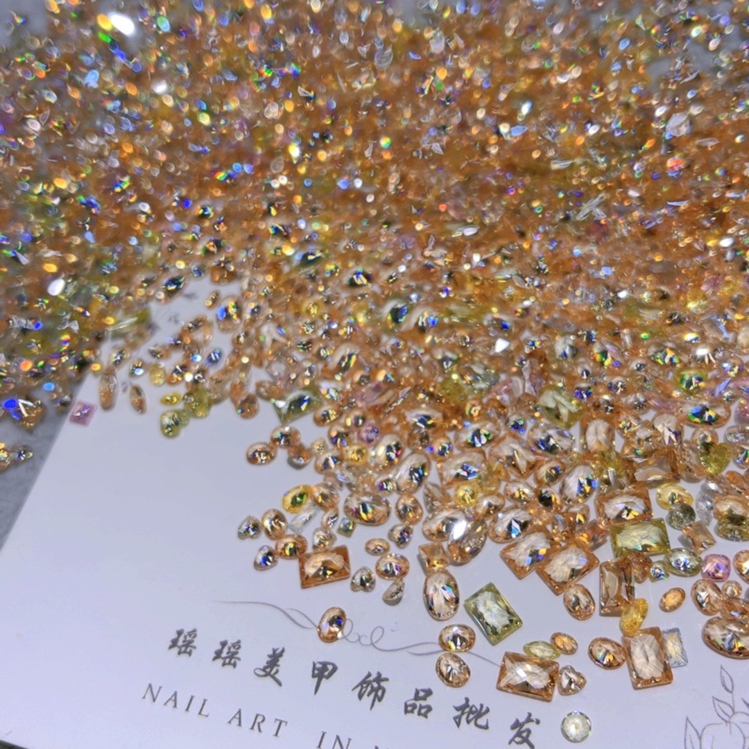 【五金女孩妆造】HH美甲钻饰品美拉德色系落日锆石透色混款超闪20颗