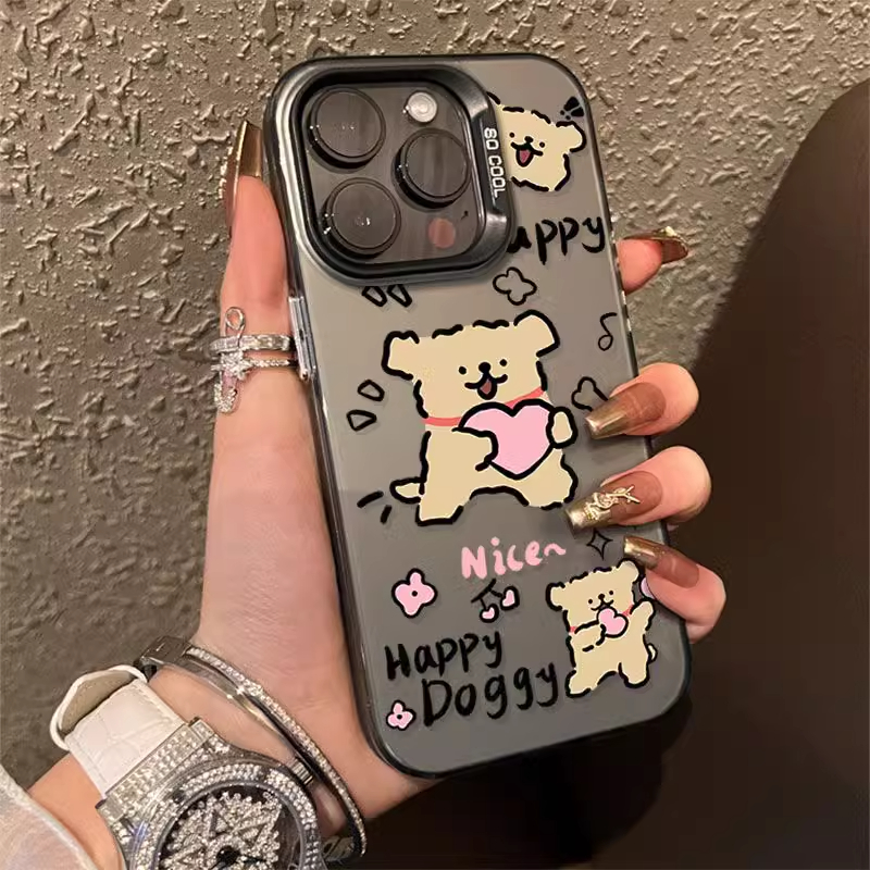彩银爱心小狗苹果15手机壳iPhone14/13/12/11promax防摔最新款