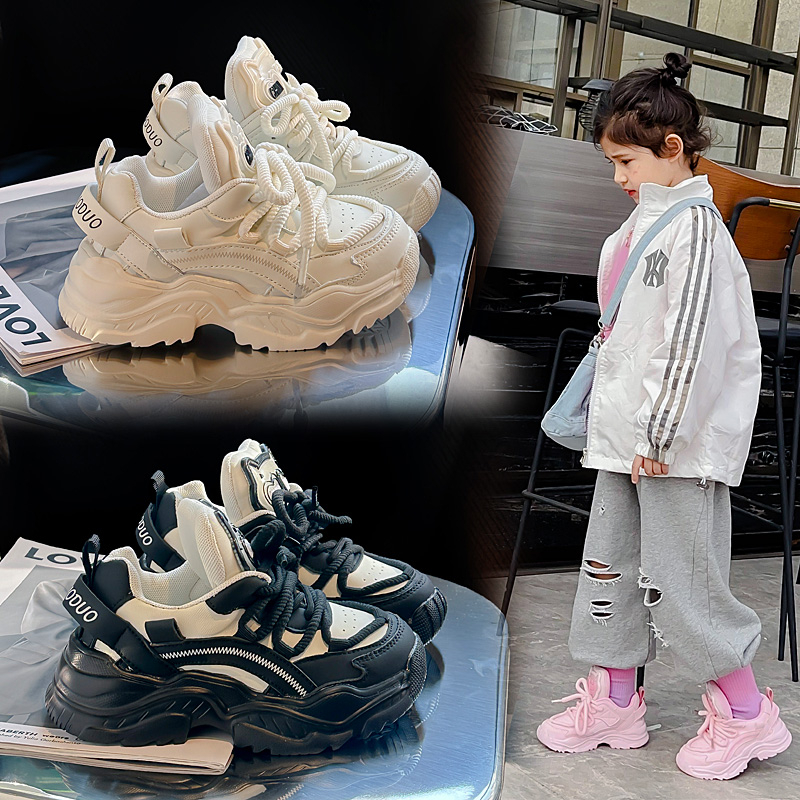 2023春秋新款儿童老爹鞋男童鞋高帮女童运动鞋亮灯中大童-WL-1612