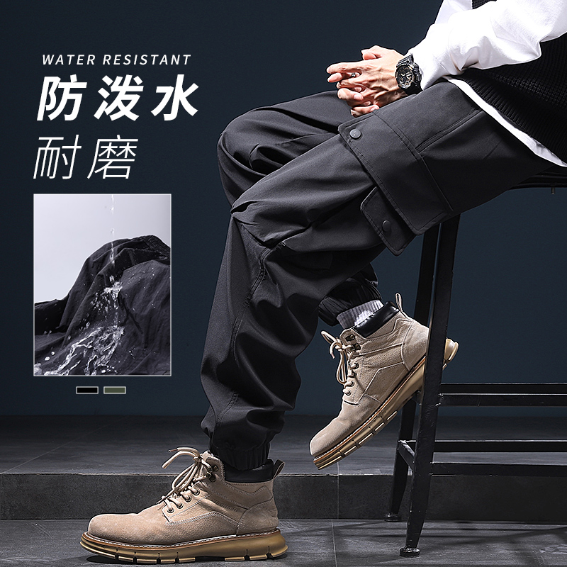 FG203/秋冬日系防风工装裤子男大码登山裤户外防水保暖休闲束脚裤