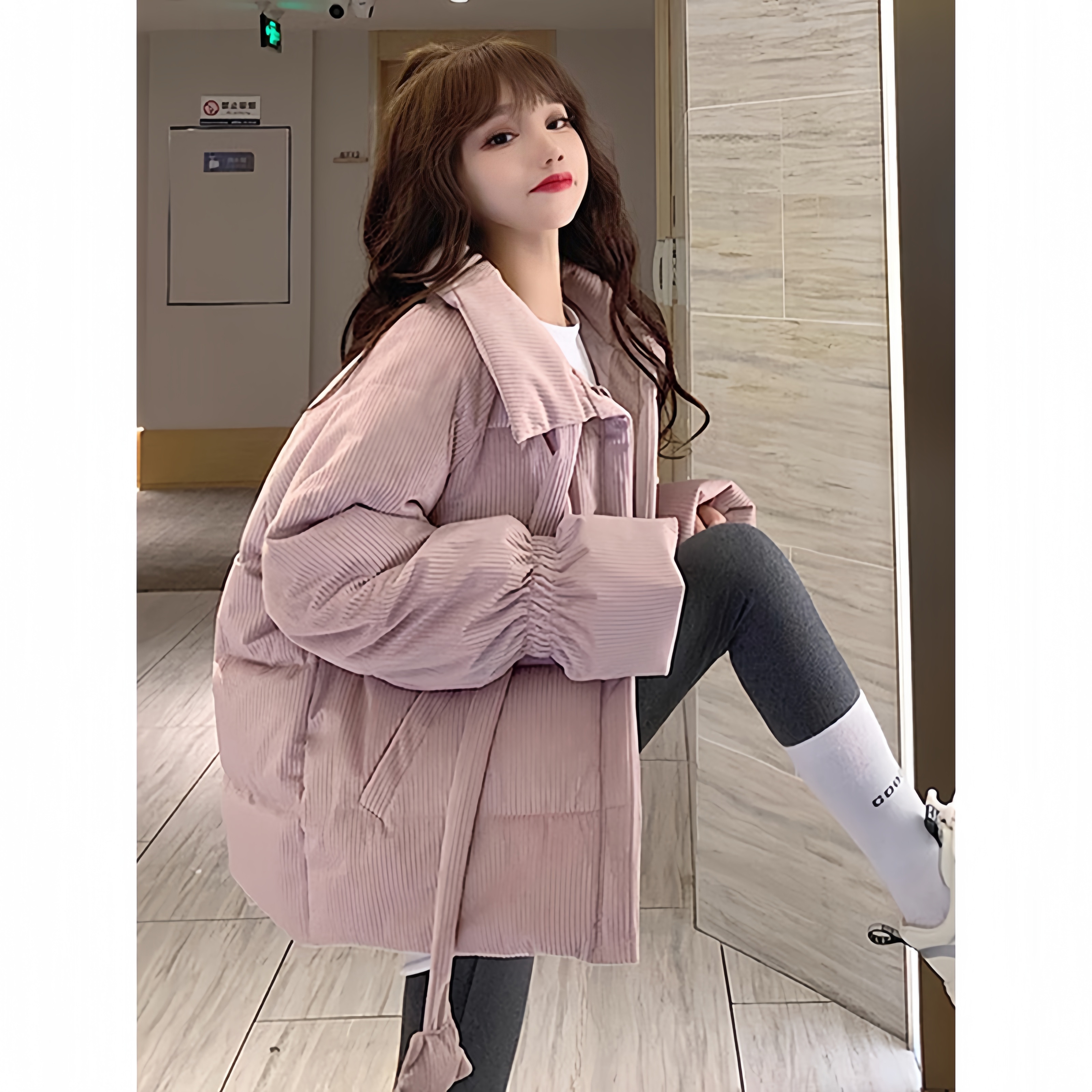 艾格丽芙琳灯芯绒棉服女冬装2023年时尚学生韩版棉袄短款棉衣外套