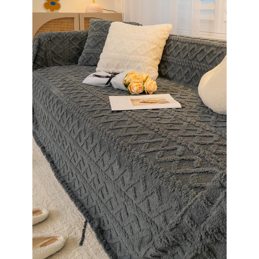 沙发盖巾坐垫全包万能简约现代座垫沙发套罩四季通用冬季毛绒冬天