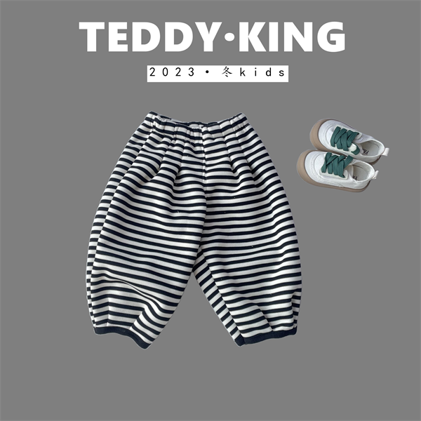 【Teddy King】2023 中小童 韩版 新款  加绒条纹裤 X2331