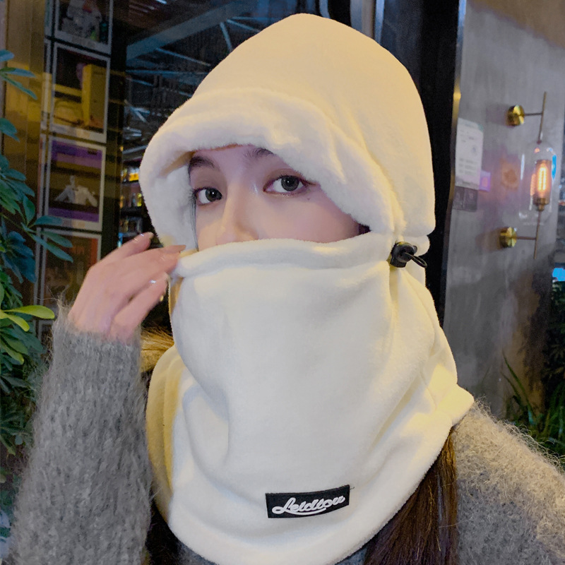 户外抓绒帽子冬加厚运动滑雪帽保暖头套面罩围脖骑车防风帽护脸帽