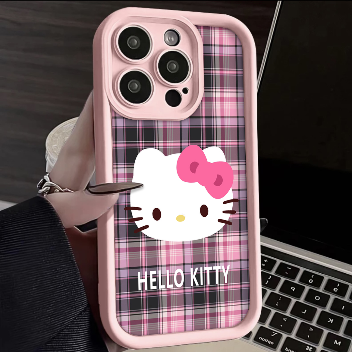 【专享0.01】格纹凯蒂iPhone15plus手机壳苹果华为小米vivo全包oppo