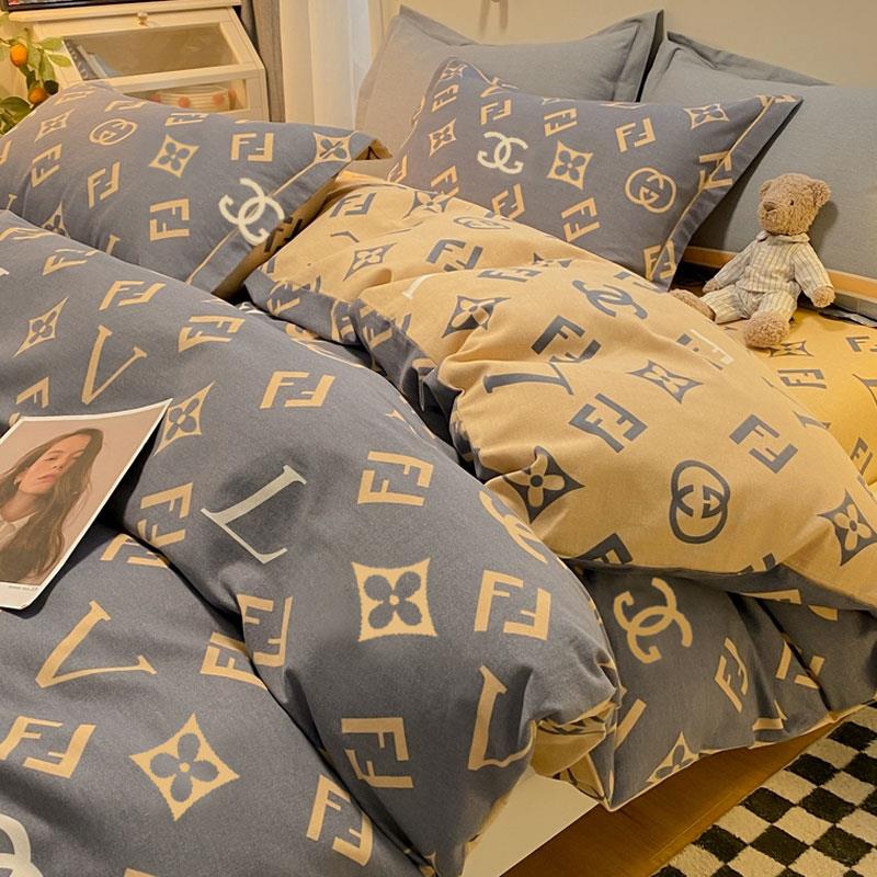 2023新款全棉四件套床上用品100纯棉磨毛简约被套床单