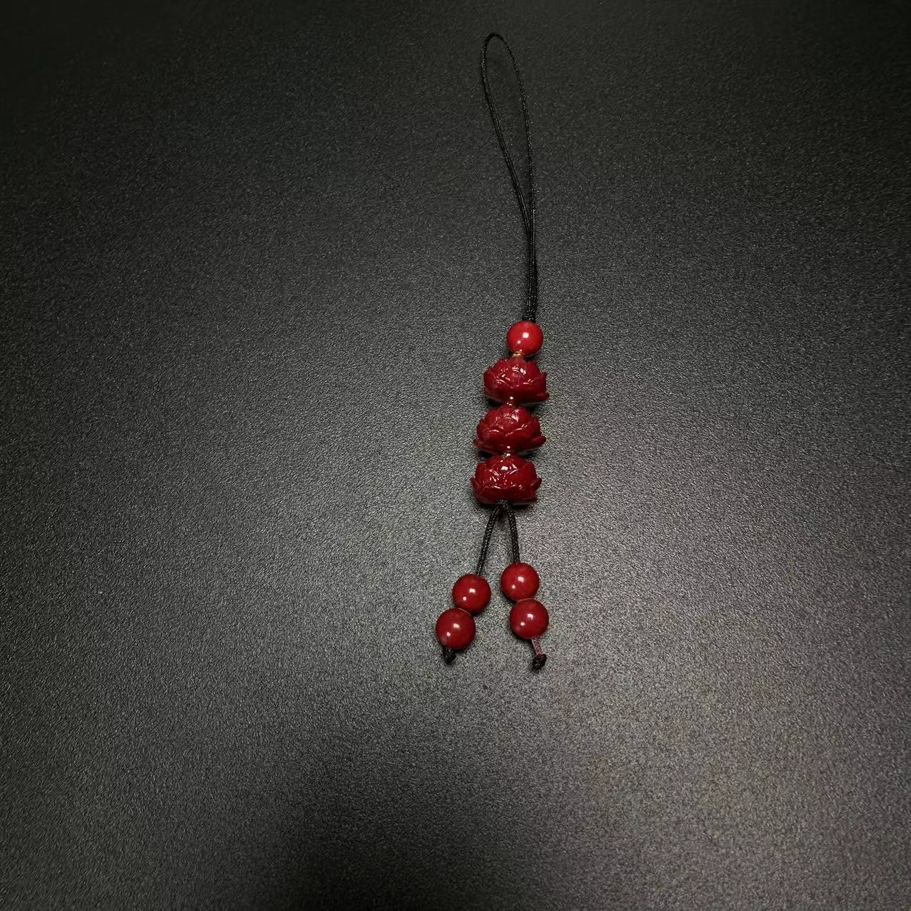 含辰砂工艺品辰砂莲花手机挂 046设计款手机链