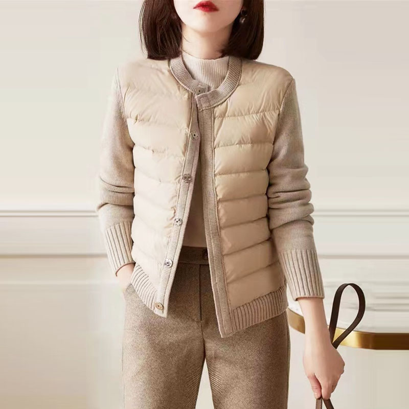 清仓捡漏一线品牌专柜商场撤回剪标女装高端优雅针织拼接V领棉服