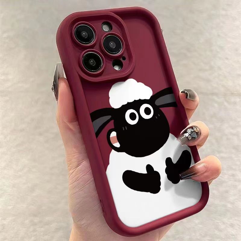 可爱小绵羊苹果13手机壳iPhone14全包15防摔11磨砂12promax软78