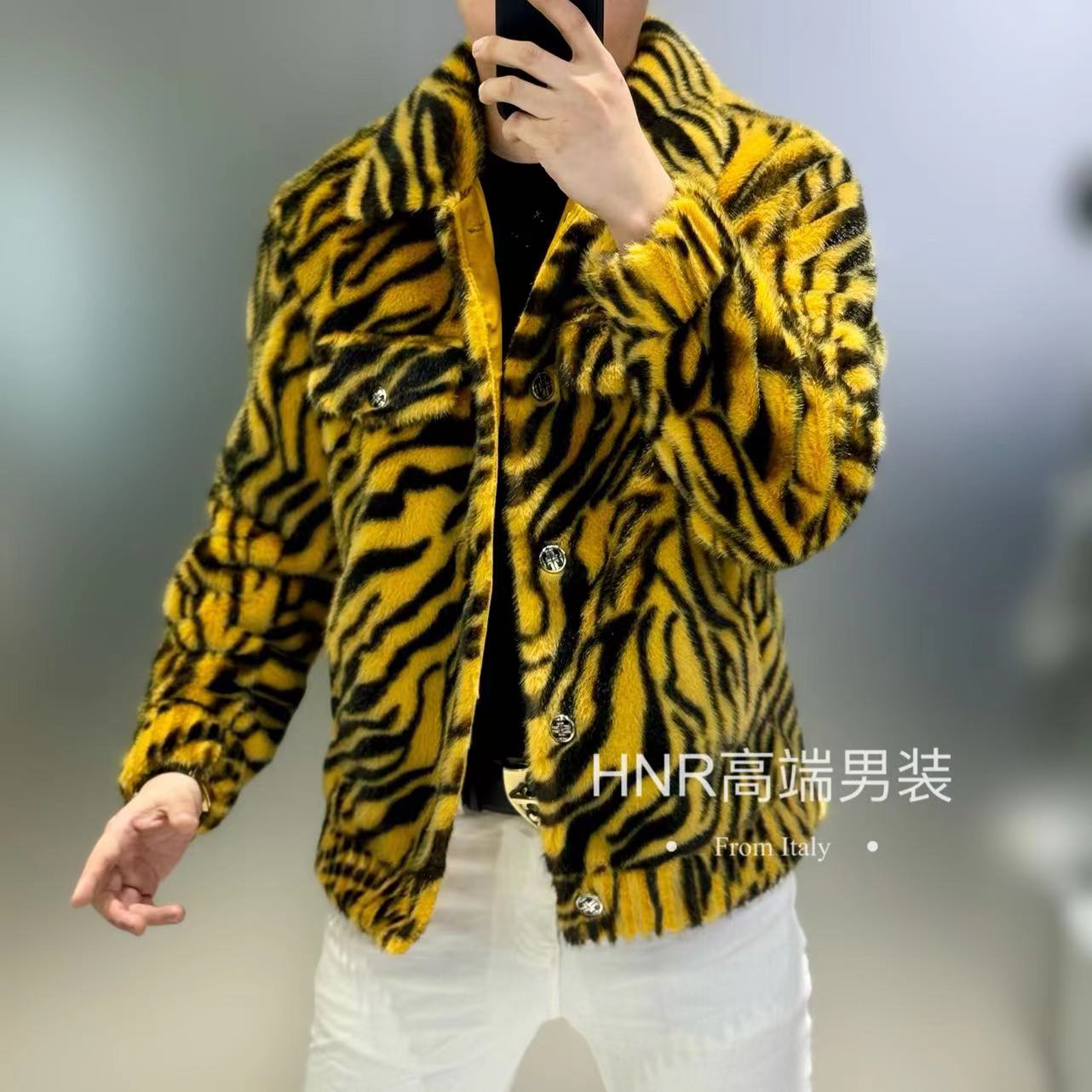 经典斑马纹图案满花新款高端男士高品质潮流休闲百搭夹克XX823