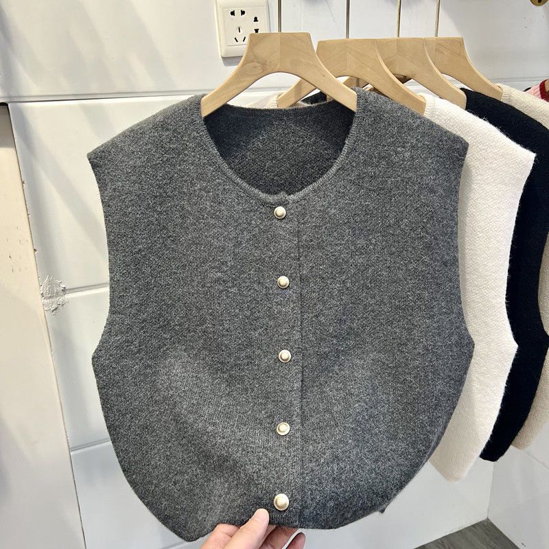 2023秋冬新款别致百搭韩版宽松毛衣马甲高级感外穿叠穿时尚马夹女