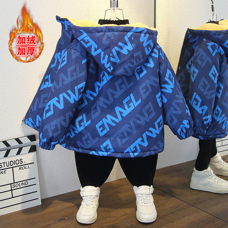 【冬款上新】男童加绒外套2023秋冬装新款儿童加厚派克服棉服保暖