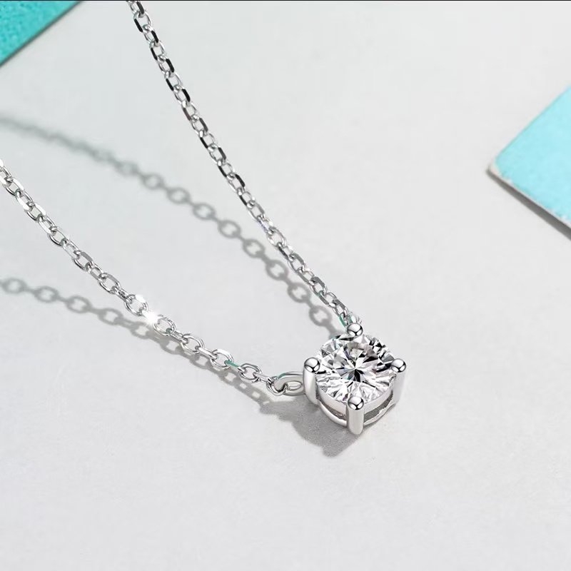 坠链均925银莫桑石 木木（MH100） 预售 45厘米 50分 单钻鼻屎项链