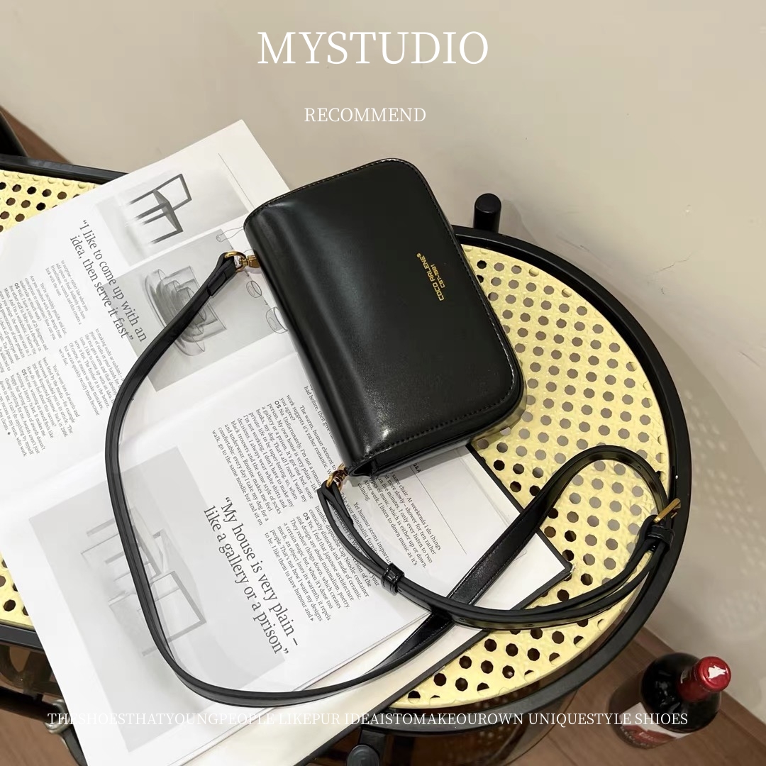 MYstudio明星同款秋冬复古小众网红百搭豆腐包时尚斜跨黑色单肩包