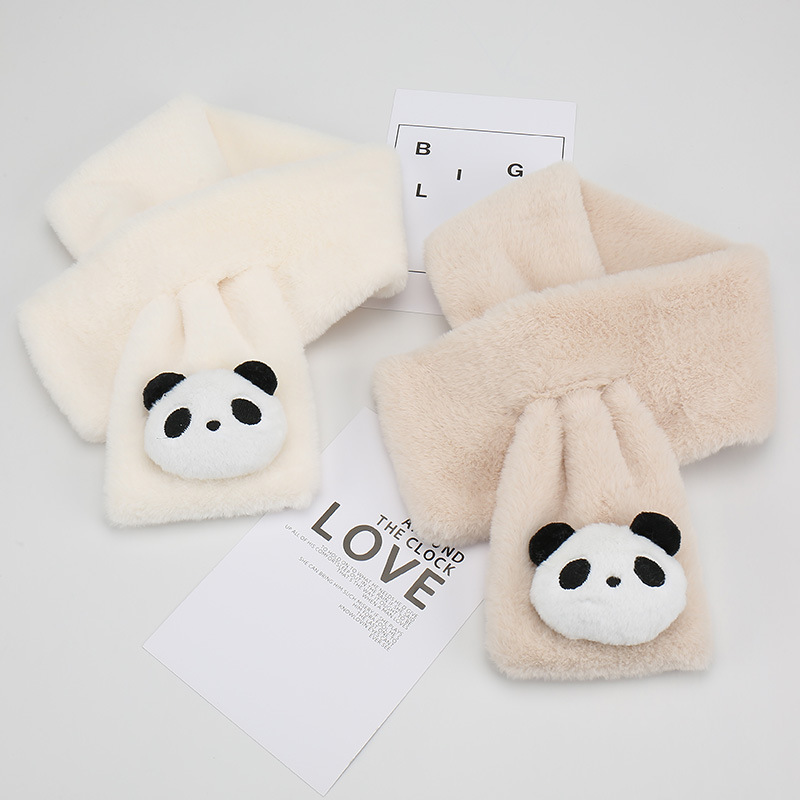 韩式百搭仿兔毛绒绒女秋冬季柔软围脖学生女纯色交叉保暖加厚围巾