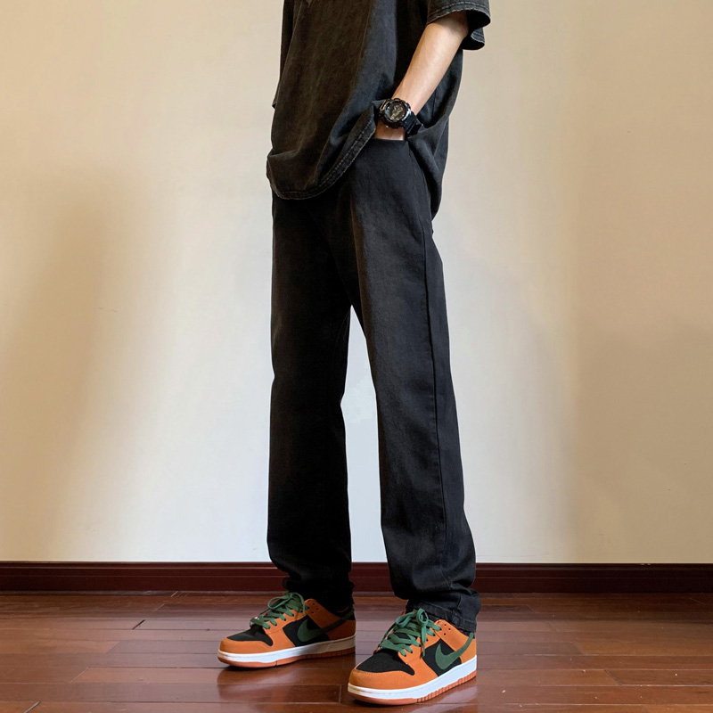 美式牛仔裤男款夏季2023新款修身直筒高街裤子潮牌痞帅休闲裤潮流