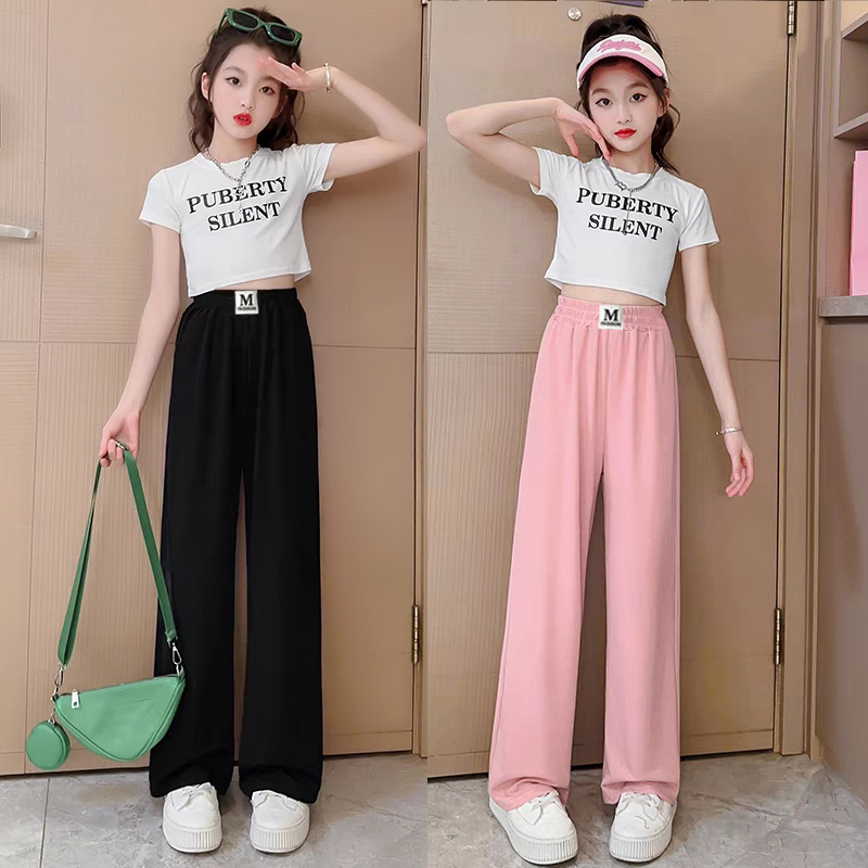 女童冰丝阔腿裤夏季2024新款儿童防蚊裤长裤大童春秋宽松裤子薄款