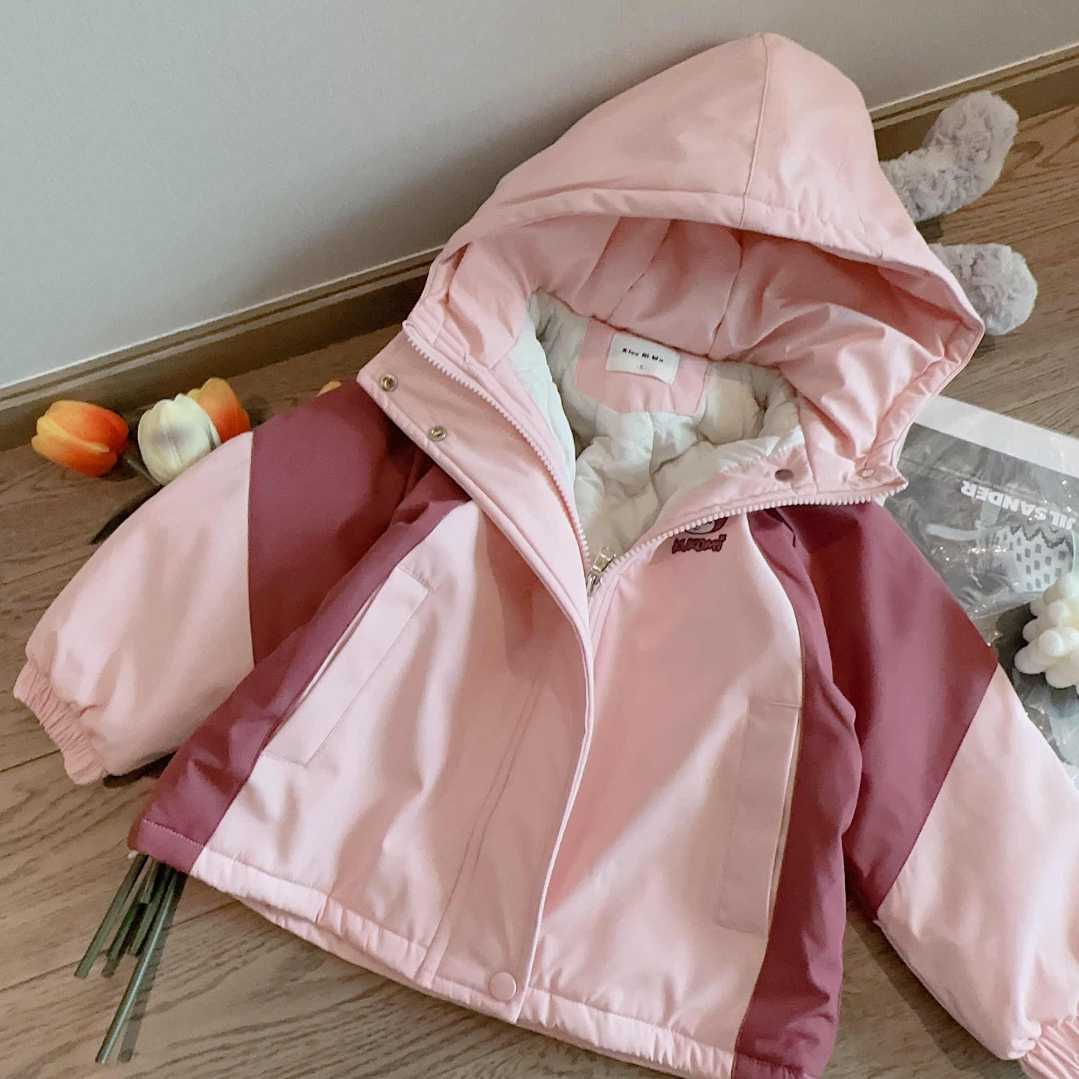 【现货】女童夹棉棉服外套2023秋冬新款加厚风衣连帽上衣AWT3091