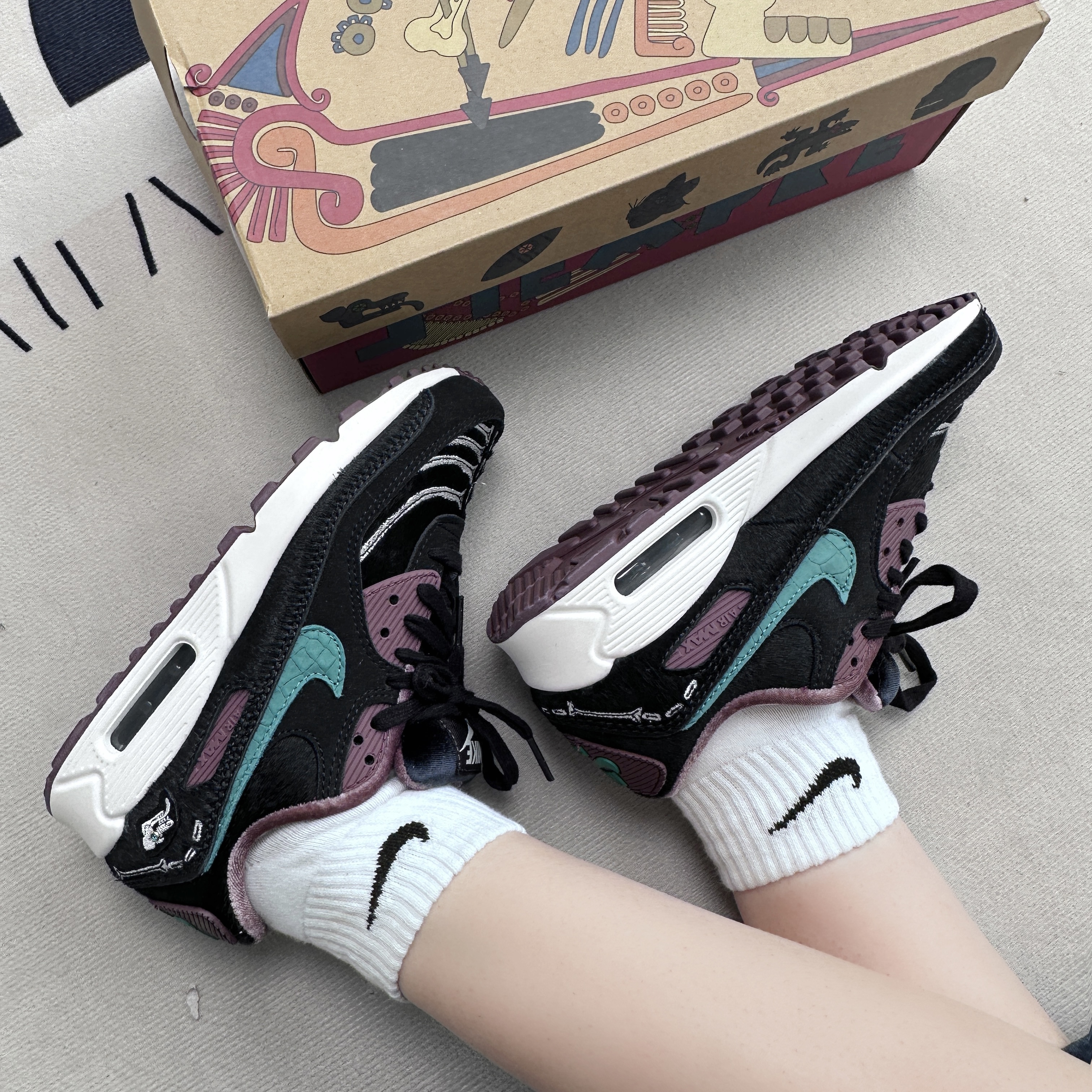 Nike耐克女鞋AIR MAX 90万圣节骷髅气垫缓震运动鞋 DO2154-010