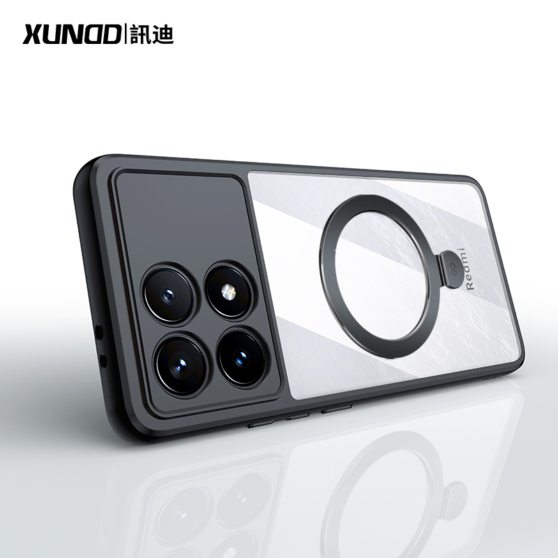 红米k70/k60网红简约创意高透不发黄磁吸超薄商务防摔透明手机壳