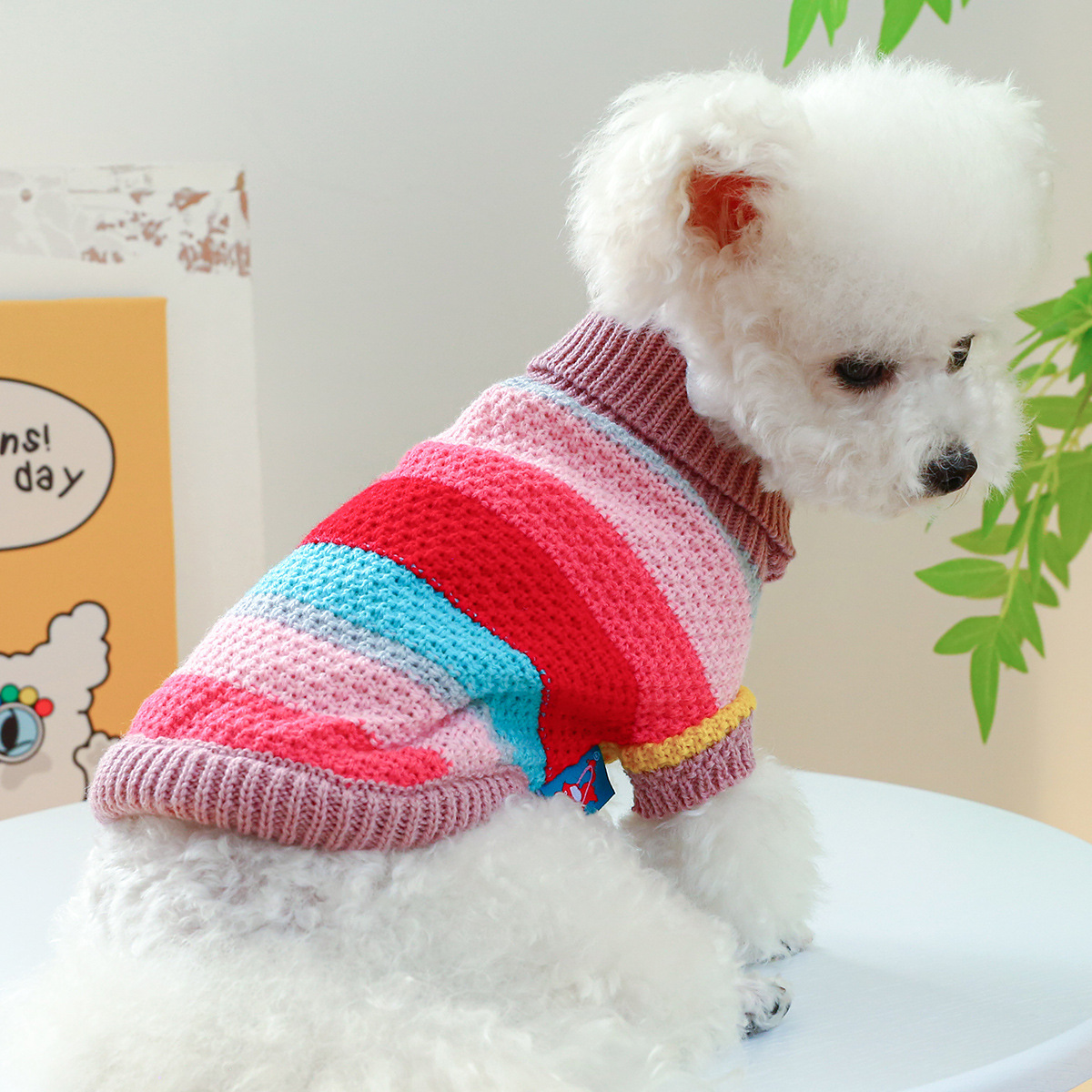 【治愈系彩虹】宠物狗狗猫咪衣服秋冬新品泰迪比熊毛衣多巴胺针织衫
