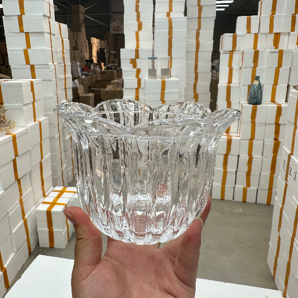 【汐岸尾货】家用无铅水晶玻璃糖果罐条纹干果盒无盖