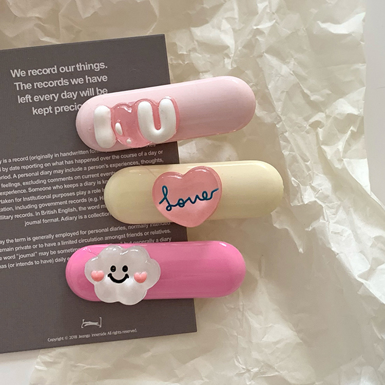 趣味粉色甜美少女风碎发刘海夹女前额可爱边夹侧面一字甜妹小发夹