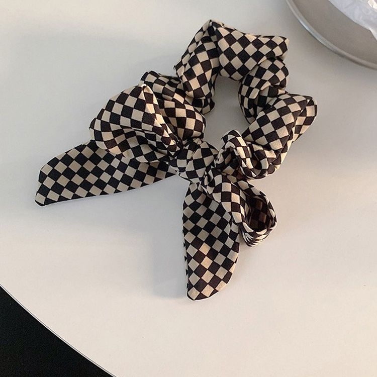 精致的棋盘格~蝴蝶结大肠圈女格子发圈发饰头绳发绳韩国简约头饰
