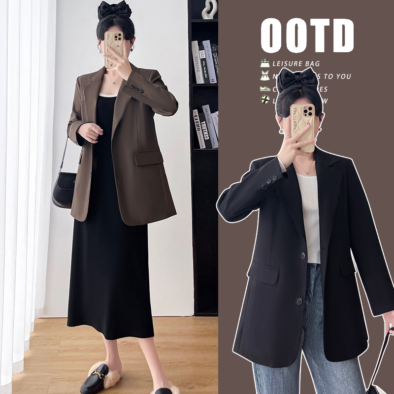 炸街西装外套2023新款秋韩版时尚百搭宽松显瘦西服孕妇外套孕妇装