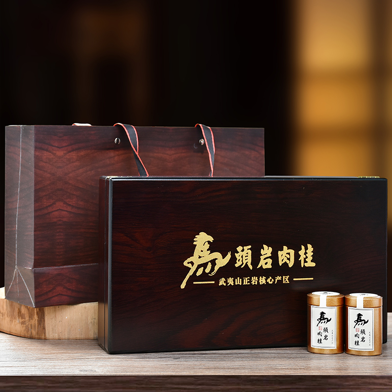 高端黑檀木木盒马头岩肉桂礼盒装 小金罐18罐