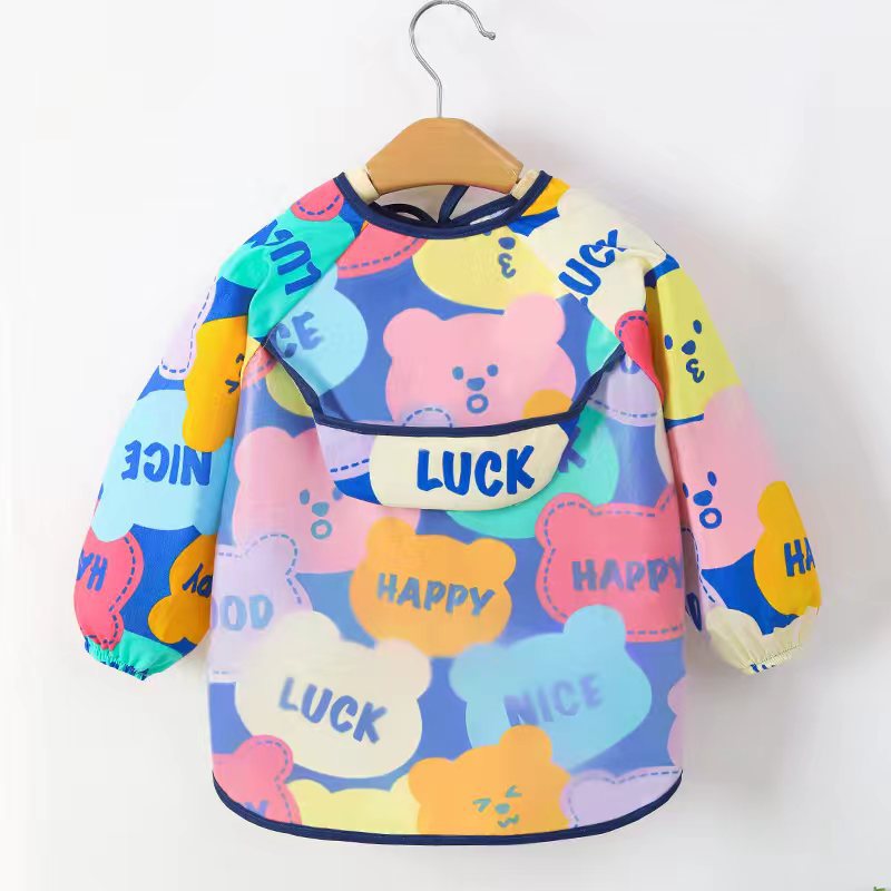 宝宝吃饭罩衣围兜儿童围裙婴儿饭兜防水防脏长袖男秋冬女宝反穿衣