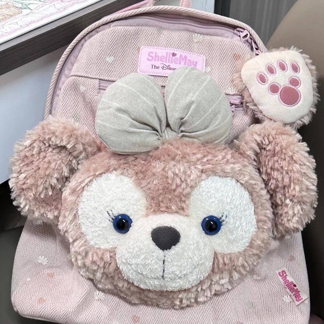 女生紫色斜跨网红卡通草莓日系少女心玫双肩包毛绒书儿童便携