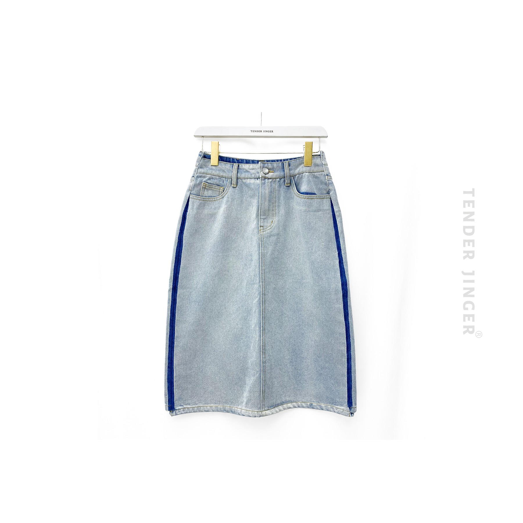 Tender Jinger 高腰夏季时尚压边撞色牛仔半裙【悠】 T2303FL323F