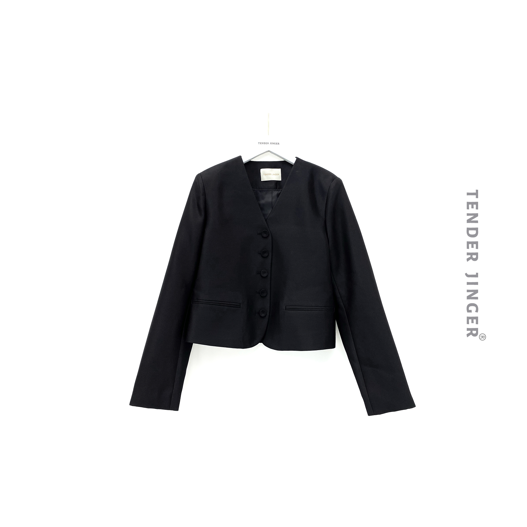 Tender Jinger【专柜】2023秋女装丝毛混纺V领短外套 T2307YUY716U