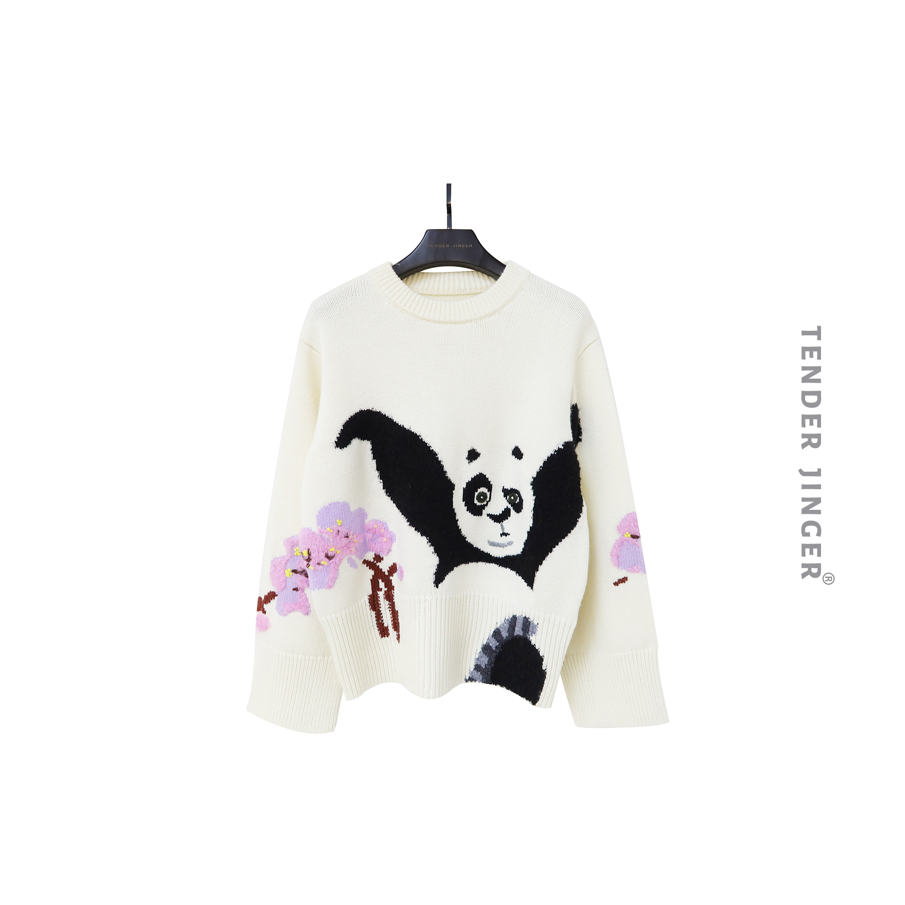 Tender Jinger【专柜】2023秋冬圆领刺绣羊毛针织衫T2311XPP49625