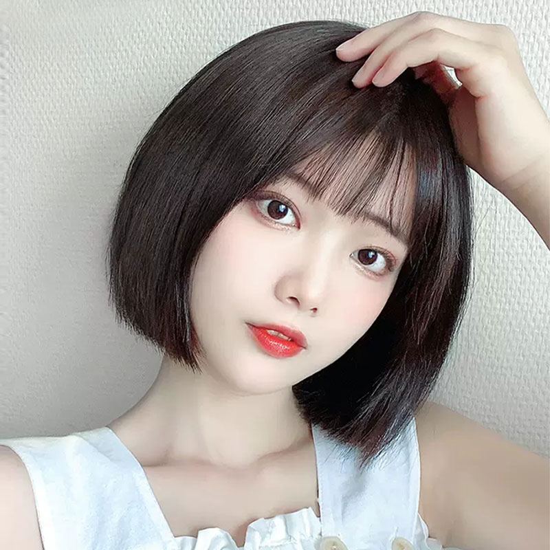 假发女波波头全头套式自然整顶仿真全真人发新款短直发均码假发套
