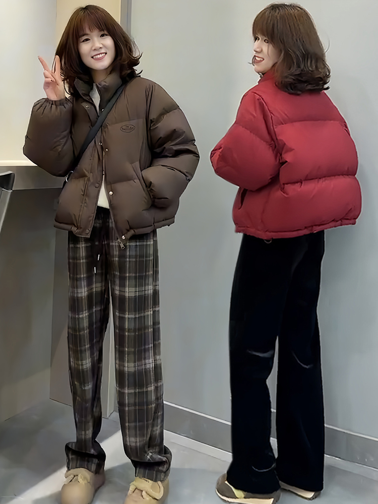 羽绒服女2023冬季新款小个子加厚立领白鸭绒面包服时尚洋气短外套